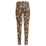 Coffee And Dessert Drawing Pattern Print High-Waisted Pocket Leggings