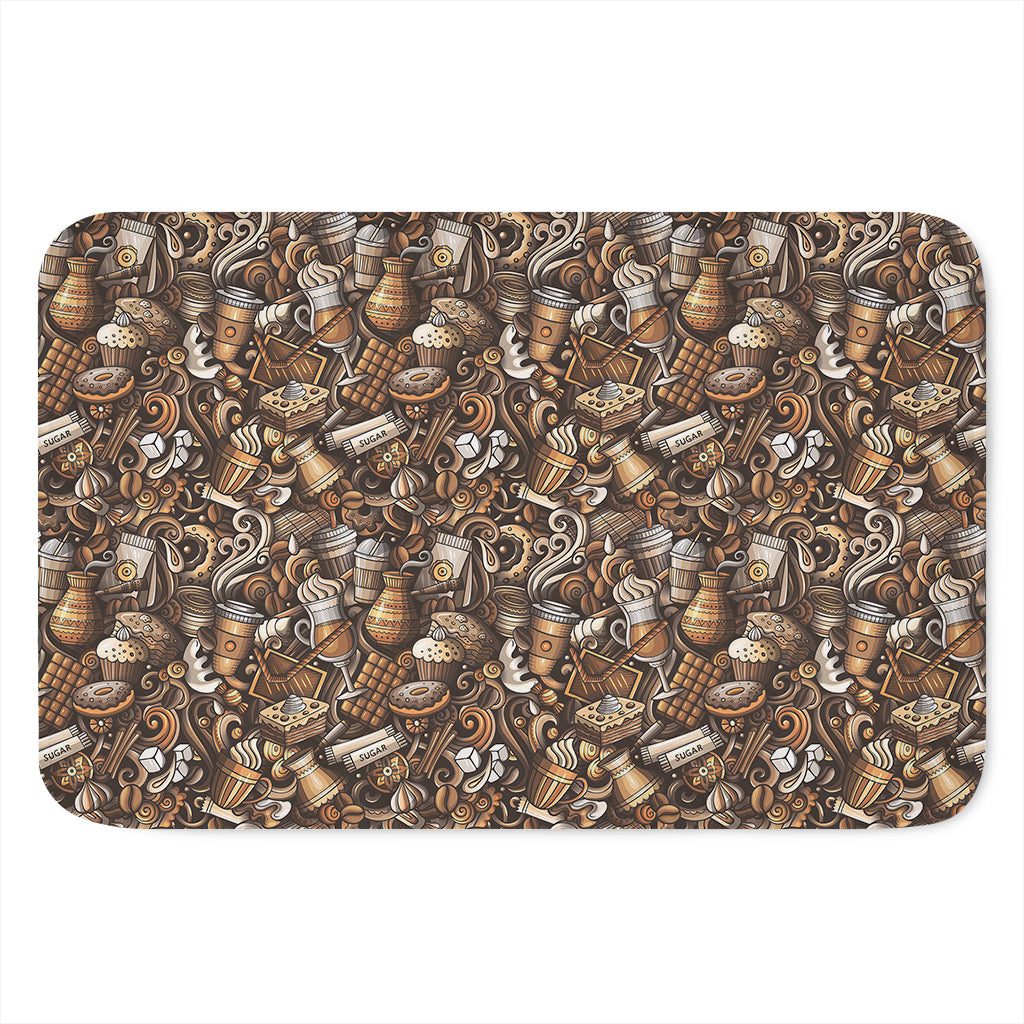 Coffee And Dessert Drawing Pattern Print Indoor Door Mat