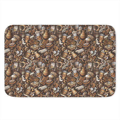 Coffee And Dessert Drawing Pattern Print Indoor Door Mat