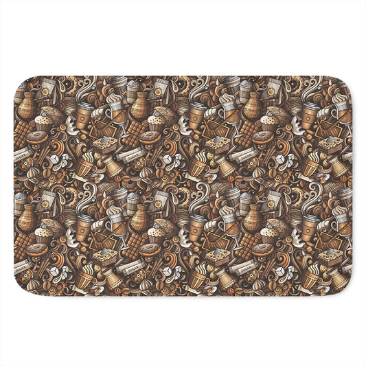 Coffee And Dessert Drawing Pattern Print Indoor Door Mat