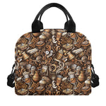 Coffee And Dessert Drawing Pattern Print Insulated Lunch Bag