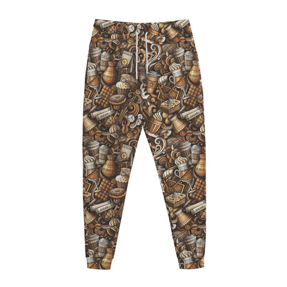 Coffee And Dessert Drawing Pattern Print Jogger Pants
