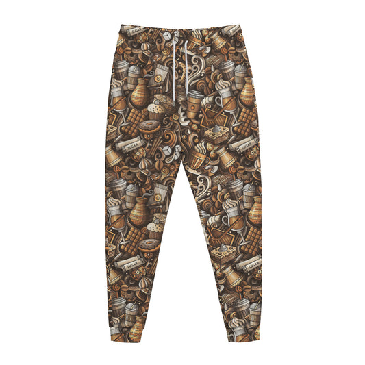Coffee And Dessert Drawing Pattern Print Jogger Pants