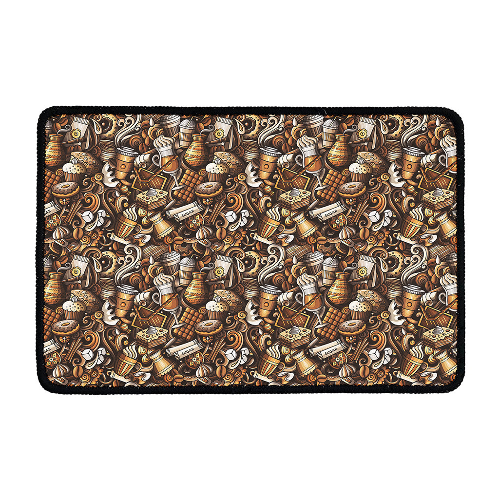 Coffee And Dessert Drawing Pattern Print Kitchen Mat