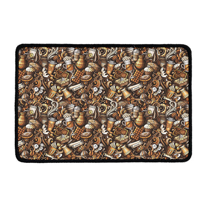 Coffee And Dessert Drawing Pattern Print Kitchen Mat