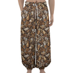 Coffee And Dessert Drawing Pattern Print Lantern Pants