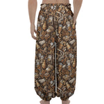 Coffee And Dessert Drawing Pattern Print Lantern Pants