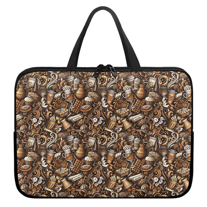 Coffee And Dessert Drawing Pattern Print Laptop Sleeve With Handle