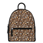 Coffee And Dessert Drawing Pattern Print Leather Backpack