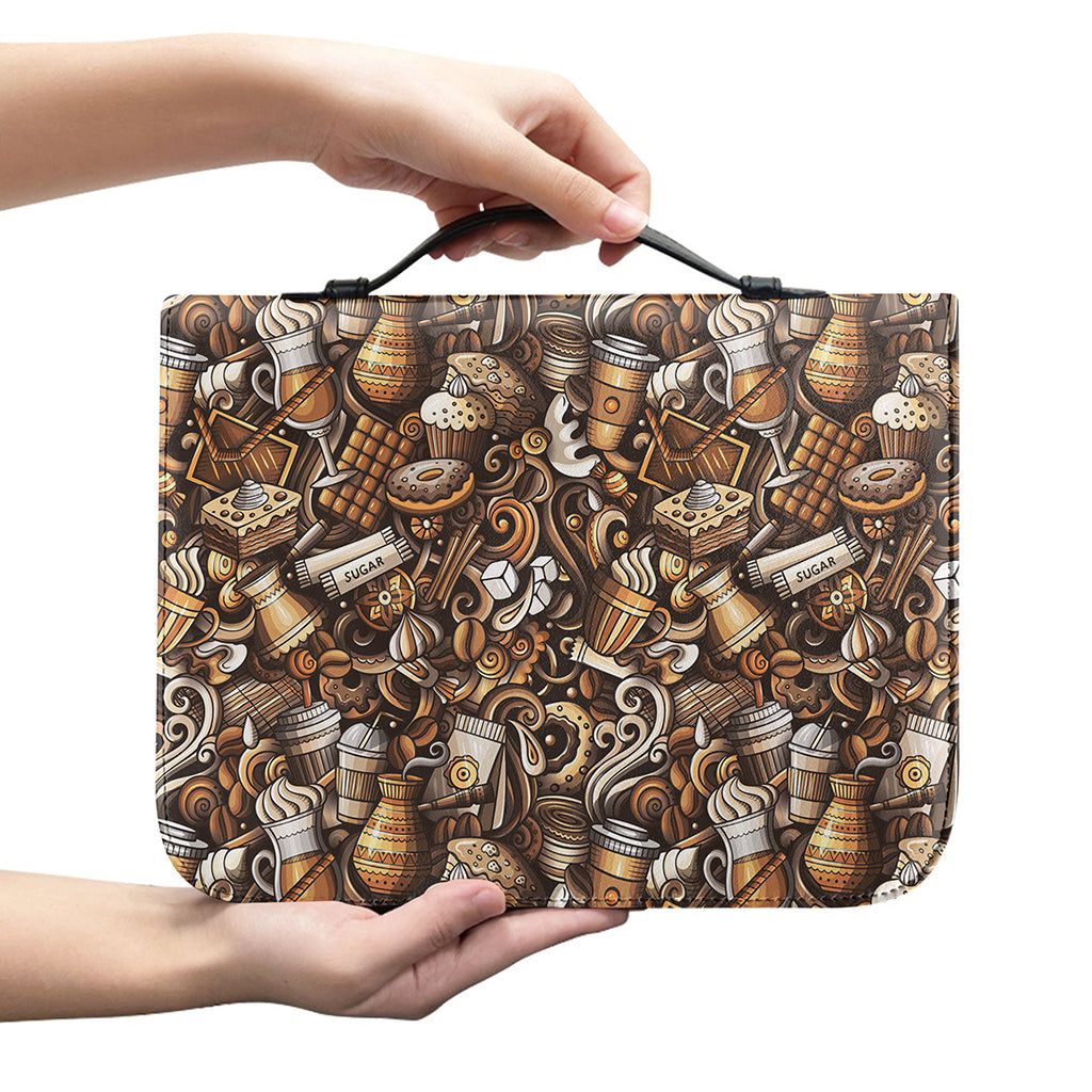 Coffee And Dessert Drawing Pattern Print Leather Bible Cover