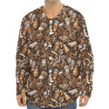 Coffee And Dessert Drawing Pattern Print Long Sleeve Baseball Jersey