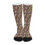 Coffee And Dessert Drawing Pattern Print Long Socks