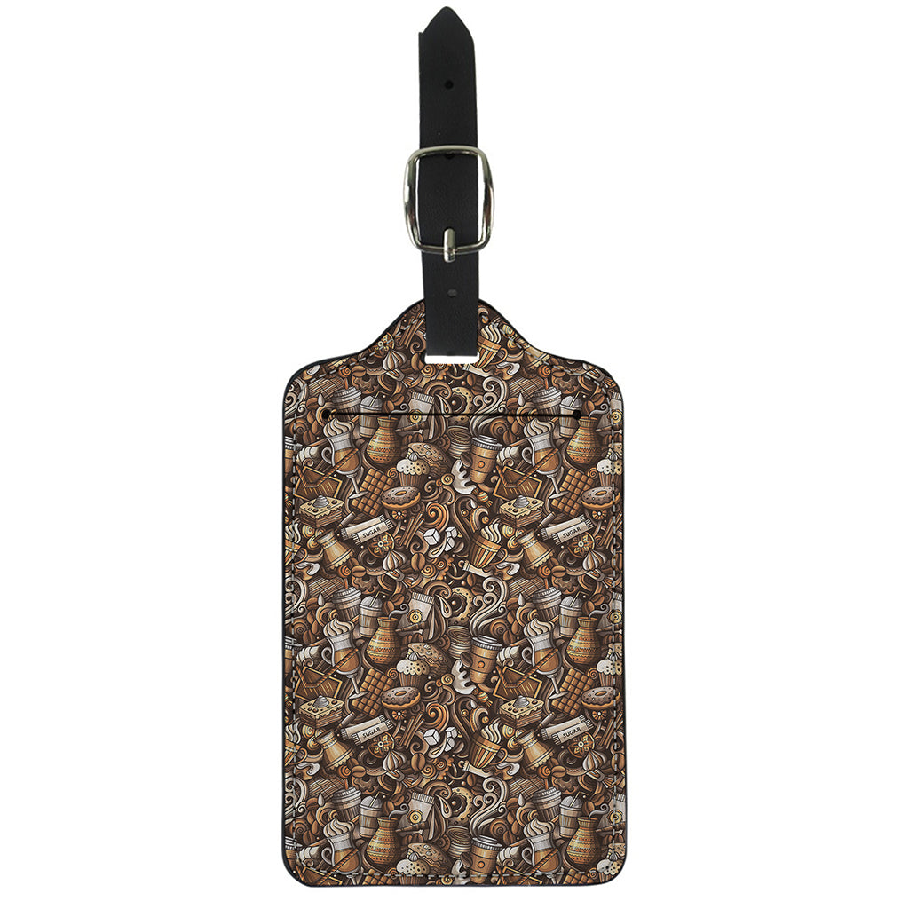 Coffee And Dessert Drawing Pattern Print Luggage Tag