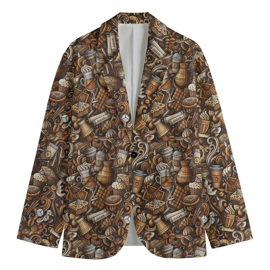 Coffee And Dessert Drawing Pattern Print Men's Blazer