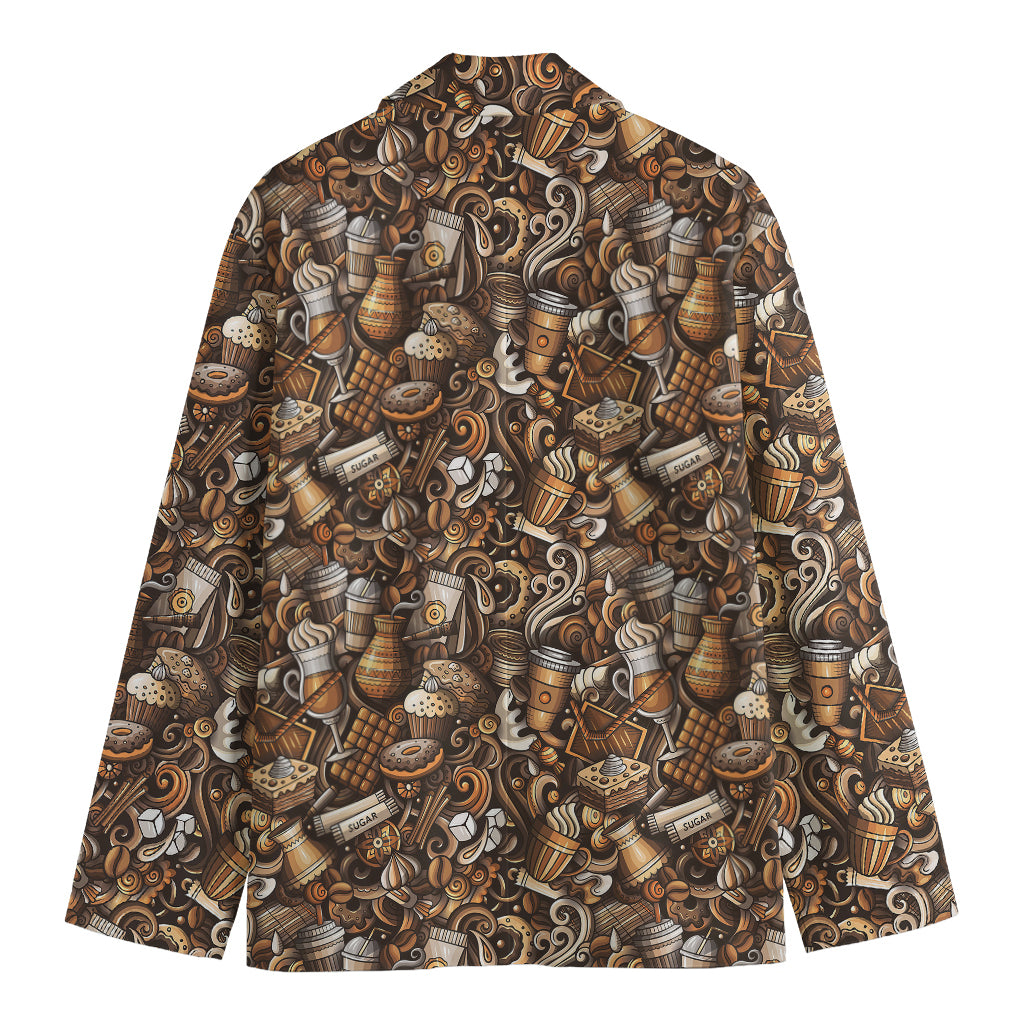 Coffee And Dessert Drawing Pattern Print Men's Blazer