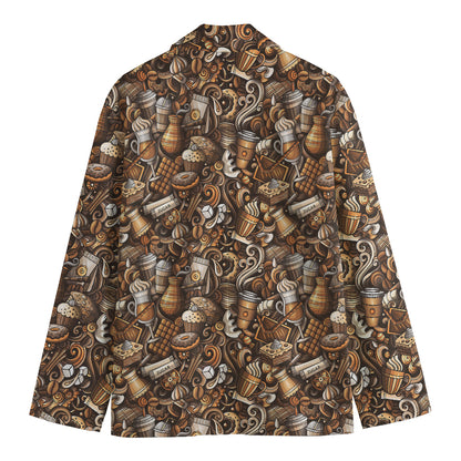 Coffee And Dessert Drawing Pattern Print Men's Blazer