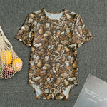 Coffee And Dessert Drawing Pattern Print Men's Bodysuit