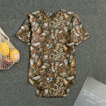 Coffee And Dessert Drawing Pattern Print Men's Bodysuit