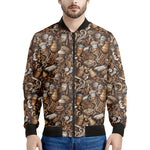 Coffee And Dessert Drawing Pattern Print Men's Bomber Jacket