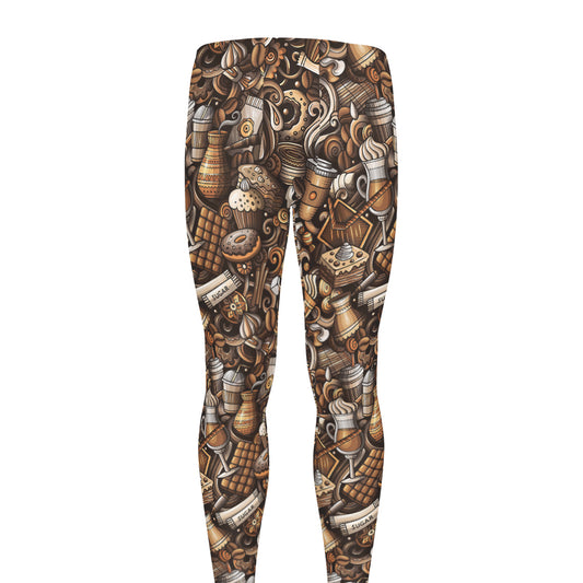 Coffee And Dessert Drawing Pattern Print Men's leggings