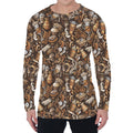 Coffee And Dessert Drawing Pattern Print Men's Long Sleeve T-Shirt