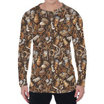 Coffee And Dessert Drawing Pattern Print Men's Long Sleeve T-Shirt