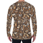 Coffee And Dessert Drawing Pattern Print Men's Long Sleeve T-Shirt