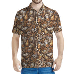Coffee And Dessert Drawing Pattern Print Men's Polo Shirt