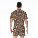 Coffee And Dessert Drawing Pattern Print Men's Rompers