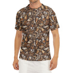 Coffee And Dessert Drawing Pattern Print Men's Short Sleeve Rash Guard