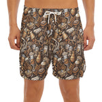 Coffee And Dessert Drawing Pattern Print Men's Split Running Shorts
