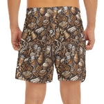 Coffee And Dessert Drawing Pattern Print Men's Split Running Shorts