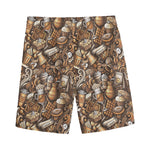 Coffee And Dessert Drawing Pattern Print Men's Sports Shorts