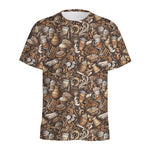 Coffee And Dessert Drawing Pattern Print Men's Sports T-Shirt