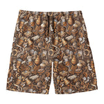 Coffee And Dessert Drawing Pattern Print Men's Swim Trunks