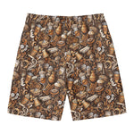 Coffee And Dessert Drawing Pattern Print Men's Swim Trunks