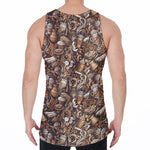 Coffee And Dessert Drawing Pattern Print Men's Velvet Tank Top