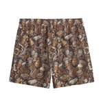 Coffee And Dessert Drawing Pattern Print Mesh Shorts