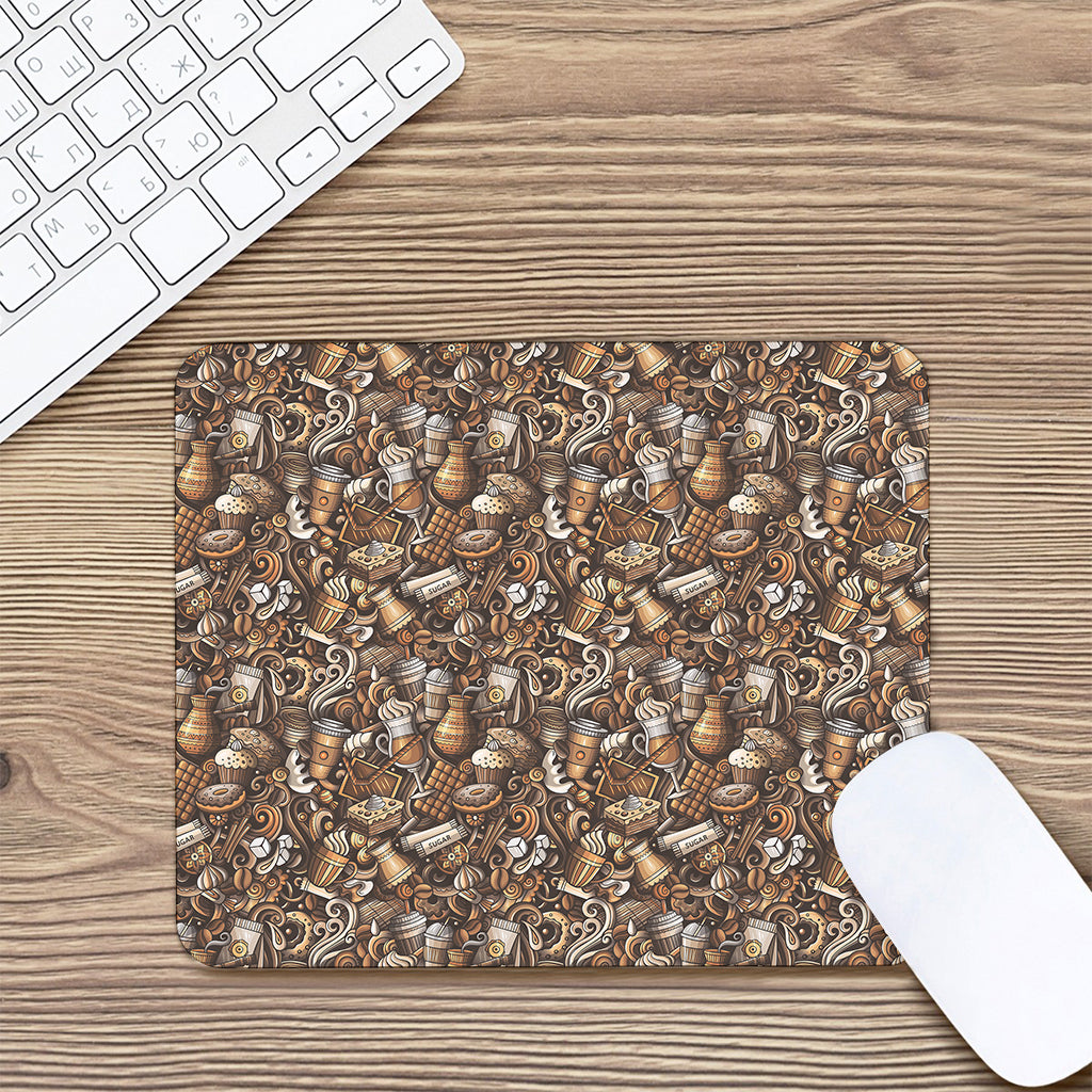 Coffee And Dessert Drawing Pattern Print Mouse Pad