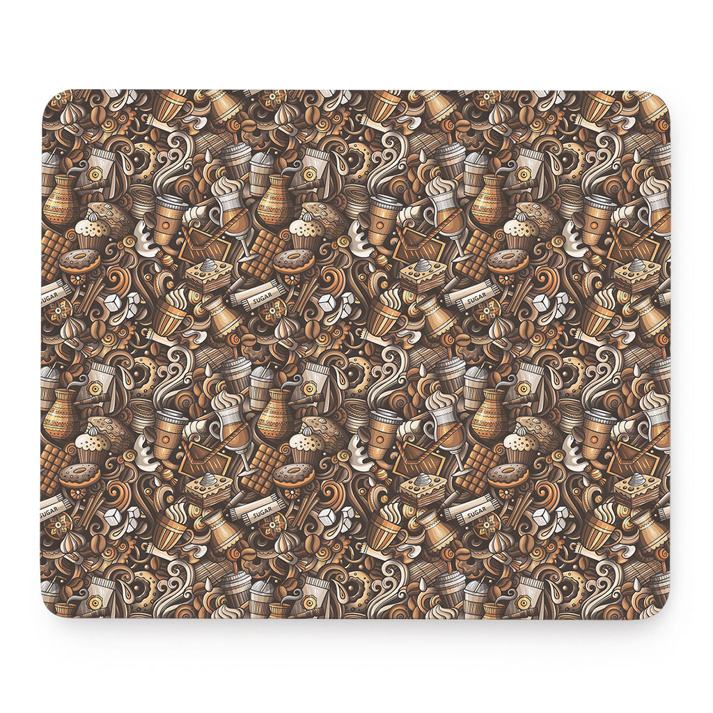 Coffee And Dessert Drawing Pattern Print Mouse Pad