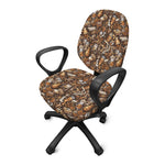 Coffee And Dessert Drawing Pattern Print Office Chair Cover