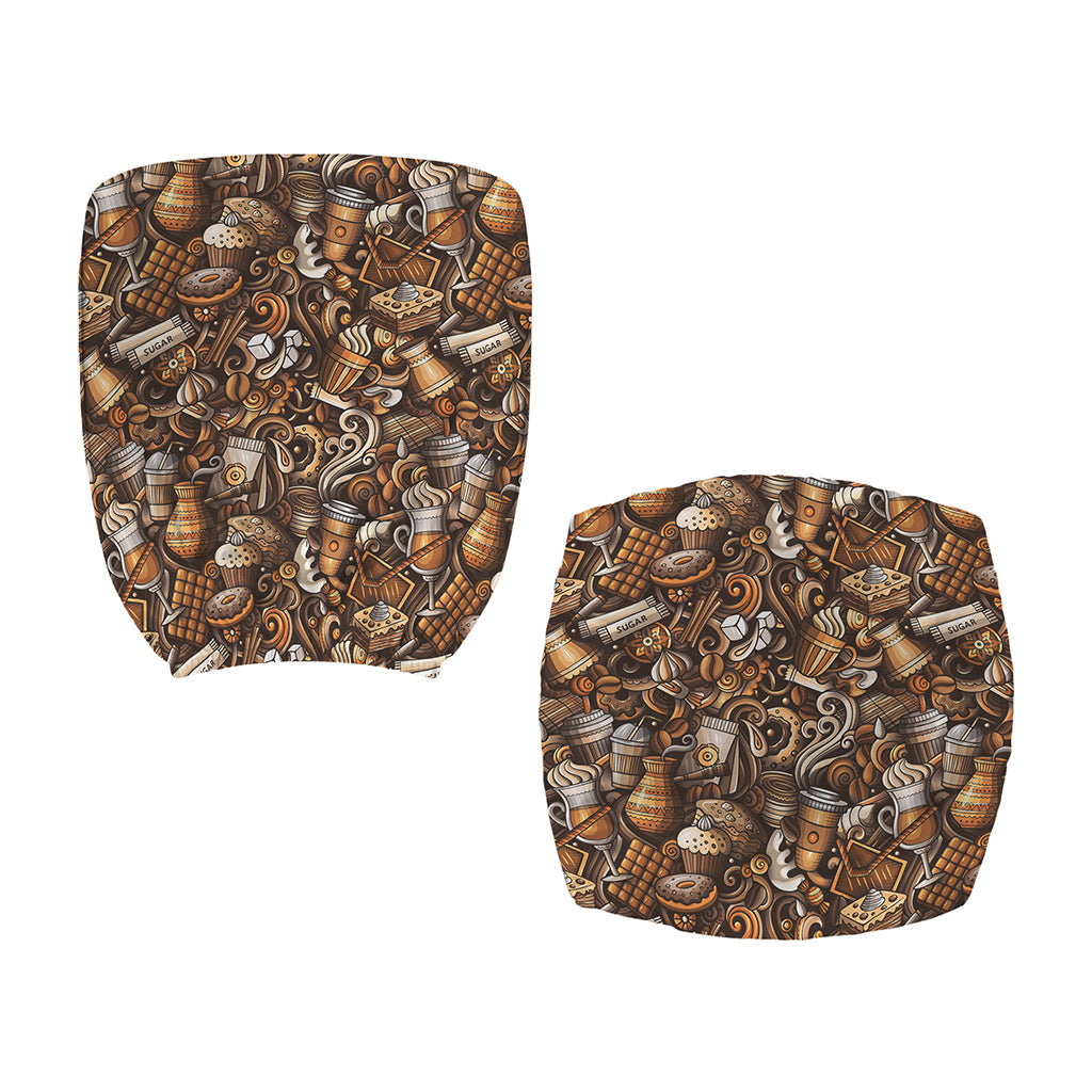 Coffee And Dessert Drawing Pattern Print Office Chair Cover