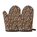 Coffee And Dessert Drawing Pattern Print Oven Mitts