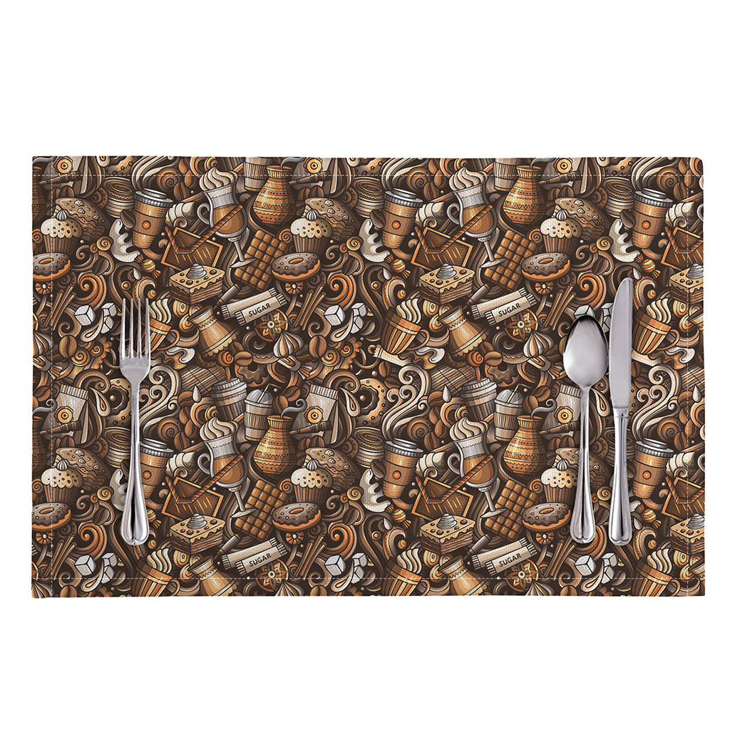 Coffee And Dessert Drawing Pattern Print Placemat