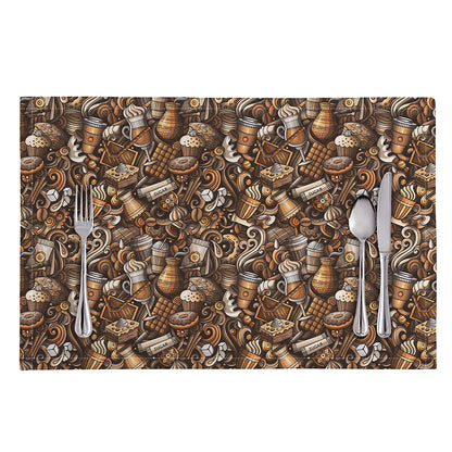 Coffee And Dessert Drawing Pattern Print Placemat