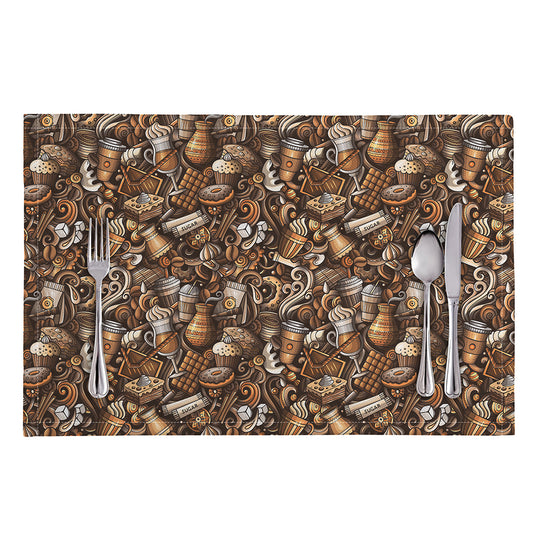 Coffee And Dessert Drawing Pattern Print Placemat