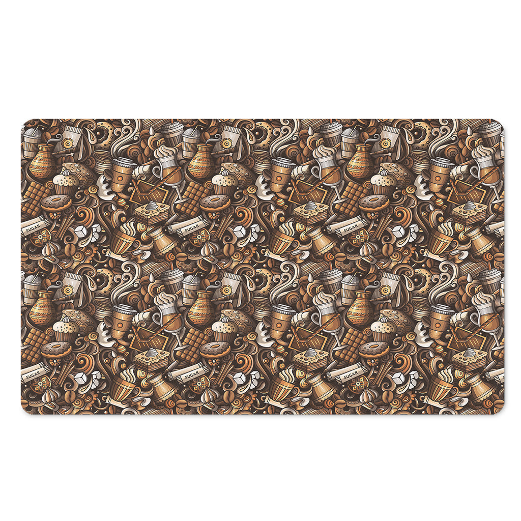 Coffee And Dessert Drawing Pattern Print Polyester Doormat