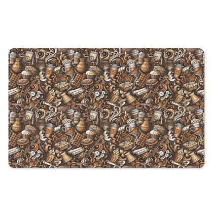 Coffee And Dessert Drawing Pattern Print Polyester Doormat