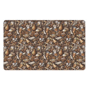 Coffee And Dessert Drawing Pattern Print Polyester Doormat