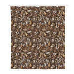 Coffee And Dessert Drawing Pattern Print Polyester Shower Curtain